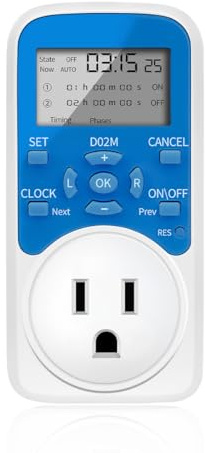 Timer Outlet, Programmable 110V/220V Pump Timer Switch, Minimum Setting by Seconds, Timing Socket Converter, Power Timing Automatic Control Outlets