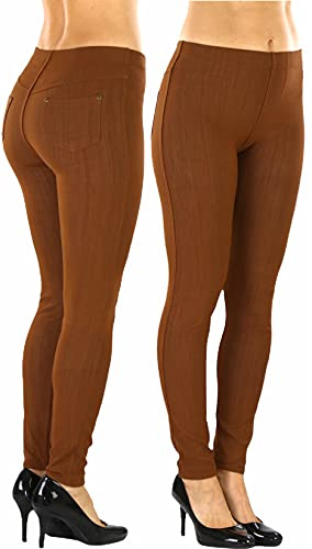 ToBeInStyle Women’s Easy Pull-On Denim Skinny Fit Comfort Stretch Leggings Jeggings - Classic Bison - OS