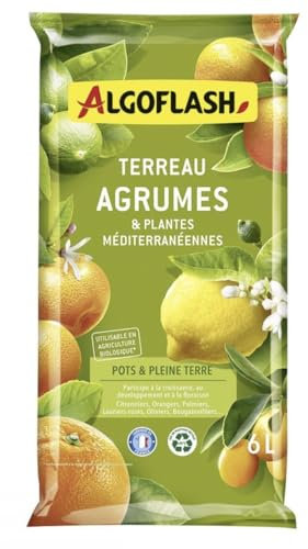 Algoflash Terreau Agrumes et Plantes Méditerranéennes, Utilisable en Agriculture Biologique - 6L, Marron