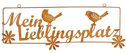 levandeo Schild Mein Lieblingsplatz L54cm Rost Braun Wandbild Wanddeko Garten Deko Hänger Eisen Metall Türschild Gartendeko Außendeko