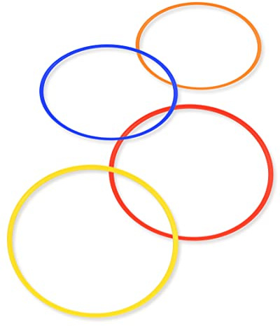 SPORTIKEL24 Kombi-Ring 70 – 4er Set – zum Aufbau von Sprung- & Hürden-Parcours – Trainingshilfe für Fußball, Leichtathletik & Hundesport