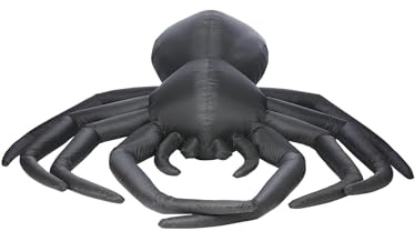 Smiffys Giant Outdoor Inflatable Spider, 9ft with Fan, Ropes, Pegs & Transformer, UK Plug, Halloween Fancy Dress Accessory, Spider Dress Up Party Goods