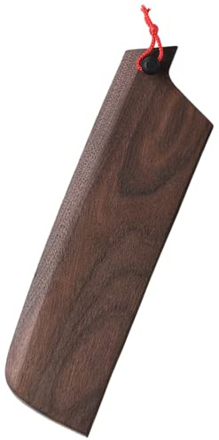 Aibote Handgjord 17,78 cm naturligt svart valnötsträ japansk Nakiri grönsakskniv mantel magnetiska knivar fodralhållare skydd träskydd (avfasad ingång)
