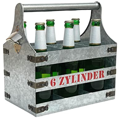 DanDiBo Bierträger Metall mit Öffner Flaschenträger 6 Zylinder V6 96402 Flaschenträger Flaschenöffner Flaschenkorb Männerhandtasche Männergeschenke