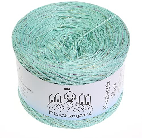 Bobbel Wolle Uni + Multicolour Glitzer 300g - 1140m 4Fach Farbverlaufsgarn Größe Strickwolle Häkeln (Pistazie Multicolour Glitzer)
