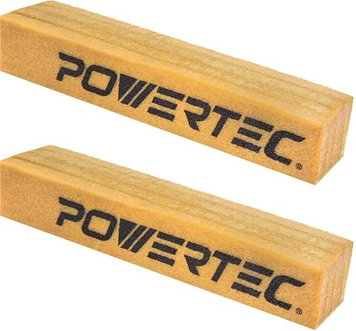 POWERTEC 71407-P2 - Bastone abrasivo per nastri abrasivi e dischi | Gomma in gomma naturale - Strumenti per la lavorazione del legno per levigare la perfezione 12 x 2 x 2, 2 pezzi