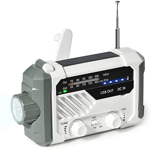LIIAV Radio météo d'urgence avec NOAA/AM/FM, Radio à manivelle Solaire avec Batterie Rechargeable, Radio Portable de Survie avec LED Lampe de Poche, Sos Alarme for la Maison ou l'urgence