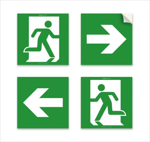 Autocollants de sortie d'urgence modulaires – modulaires, flèches orientables dans plusieurs directions, panneaux indiquant sorties de sécurité, mesure 15 cm, en vinyle souple, 4 pièces