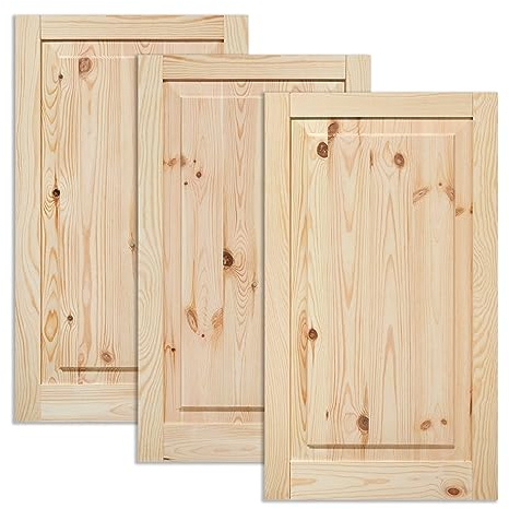 Kassettentür Schranktür Holz RUSTIKAL | 69 x 39,4 cm 3-er Pack Set | unbehandelte Holztür aus Kiefernholz im Kolonialstil und Markflecken als Raumteiler Schiebetür für Regale, Schränke, Möbel