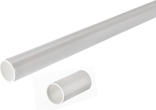 PVC Installationsrohr M28, 9 Meter Kabelrohr starr + 8x Muffen, Ø 28mm für Aufputzinstallation, Härtedruck 320N, Weiß