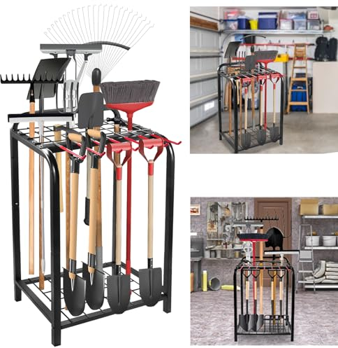 Trieez Heavy Duty Garden Tool Organizer - Sturdy Yard Tool Rack for Shed and Garage Organization, Tool Holder Rack
