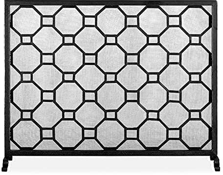Protection de cheminée, protection de cheminée, protection de cheminée autonome en maille, protection de cheminée monobloc, grille en acier solide, cadre plat en fer forgé, porte coupe-feu pour