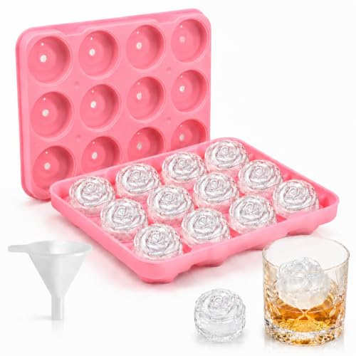PTaizjjz Ros isbitsform, silikon ros-isbitsform, livsmedelskvalitet, för hemlagad isbit, 12 stycken, rosa