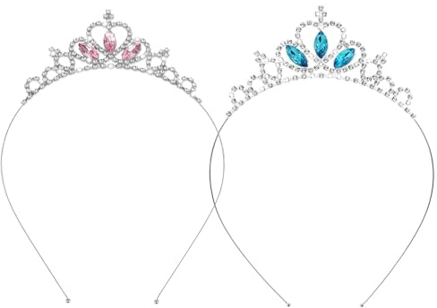 Madchen Strass Krone Silber Prinzessin Krone 2 Stuck, Tiara fur Madchen und Frauen, Schmuck fur Geburtstag und Festzug