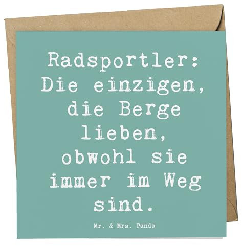Mr. & Mrs. Panda Glückwunschkarte Spruch Radsport Berge - Geschenk, doppelkarte, faltkarte, Sportler, Grußkarte, Herausforderungen, Ausdauer, Teamsport, Gemeinschaft, Radsportler, Klappkarte, Sportart