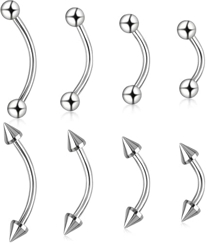 8 Stück Piercings Augenbrauenpiercing Augenbrauenpiercing 16G, Piercing Kugeln Piercing Augenbrauenpiercing, Eskimo Piercing Lippe, Vertical Labret Piercing Body Piercing Set, Eyebrow Piercing