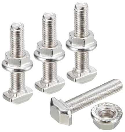 QUARKZMAN M5*25 Conjunto de Tornillos de Cabeza de Martillo, 30pcs Perno de Caída en Ranura en T Deslizantes T-Nut con 30pcs Tuercas Hexagonales de Brida para Serie 20 Aluminio Perfil