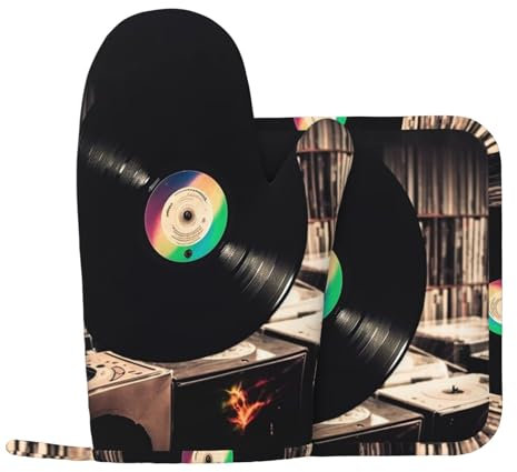 Lot de 2 maniques et maniques en silicone pour disques vinyles - Antidérapants et résistants à la chaleur