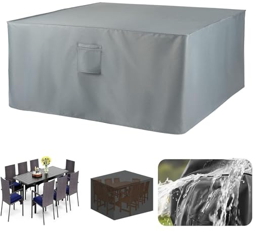 XUEDNGM Garden Furniture Set Covers Furniture Covers 120 x 120 x 90 cm, 420D, Ripproof, Dust-Proof, with Air Vent Rectangle Garden Table Cover Waterproof Patio Sofa Covers, Grey
