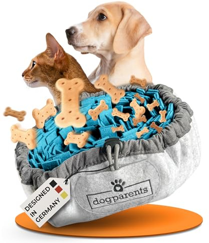 DOGPARENTS® Schnüffelteppich Hund klein & groß – Schnüffelmatte ROBUSTER Schnüffelteppich für Hunde Beschäftigung Suchspiele für Hunde [Schnüffelspielzeug Hund] Blau
