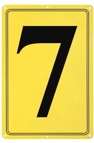 M METERXITY Aluminum Number Sign 7, 11.8 Inch House Numbers and Metal Letters, Parking Spot Letter Signs, Metal Letter Wall Decor for Garden/Door/Mailbox [Yellow Text On Black]