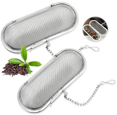 Bieiyhe 2 Piezas Colador Te con Cadena,Filtro Te para Taza,Filtro Infusiones para Taza,Filtros de Te Acero Inoxidable,Colador de Especias para Cocinar,Strainer Tea,Infusor Te,Colador de Malla Te