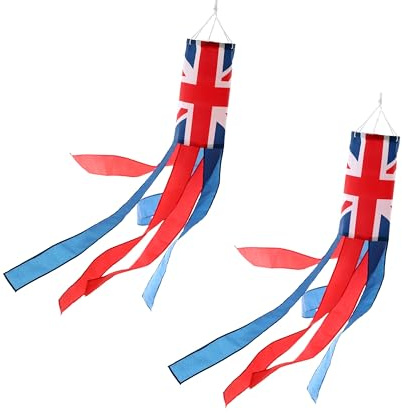 2 Pack UK British WindSock Flag,Stripes Wind Socks For Yard And Garden Flag,Front Porch Hanging Waterproof Suitable For Every Season,40Inch.