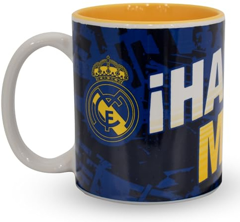 Hy-Pro Officiellt licensierad Real Madrid CF-mugg – 325 ml, keramik, diskmaskinssäker, mikrovågsugnssäker kopp för varma drycker, te och kaffe, Real Madrid-varor, fotbollspresentidé för barn och vuxna