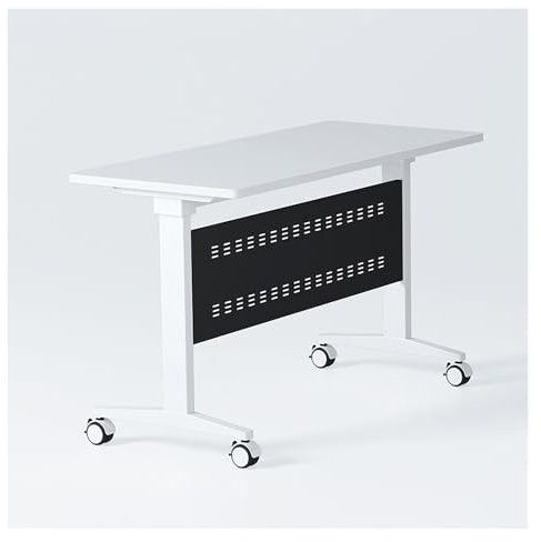 Konferenztisch Klappbar, Schreibtisch Weiß Mit Rollen, Klapp Schulungs Seminartisch, Modularer Großer Seminartisch, Arbeitstisch Klappbar, Klappbarer Schulungstisch Für Büro, Zuhause, Klassenzimmer(16
