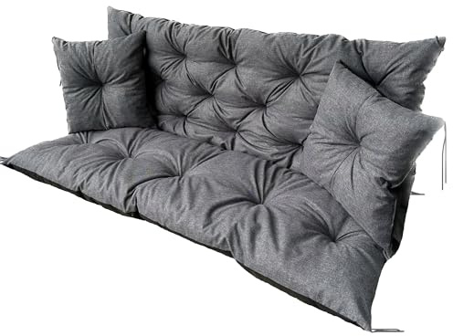 EDANTI Hollywoodschaukel Auflage Set Sitzauflagen Gartenmöbel Gartenkissen Sitzkissen Bankauflage Wasserdichtes Schaukelkissen +2X Kleinere Kissen (150x60x50cm)