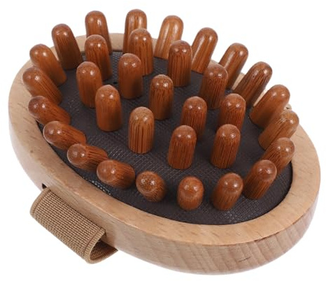 Kopfhautmassagebürste mit Luftkissen, Manuell für Kopfhaut | Kophaut Massage Bürste, Bambus und Gummi, Tragbar für Büro und Reisen