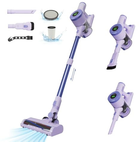 BUTY BULU Cordless Stick Vacuum Cleaner, 30KPa Handheld 2200mAh Rechargeable Battery Lightweight Small Vac Electirc Broom, 40Mins Runtime for Home Hard Floor Carpet Pet Hair Cleaning, Purple