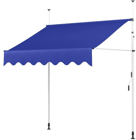 WPWSDWMX Toldo Retráctil Manual para Patio, Toldo para Ventana y Puerta con Tela Impermeable, Marco de Aluminio y Manivela Manual(Blue,200cm/79in)