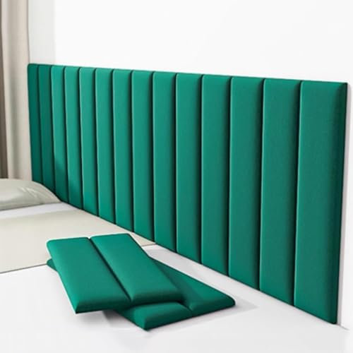 3D Upholstered Wall Panels Anti-Collision Wall Padding, Padded Wall Panels 70x23cm, Self-Adhesive Wall Padding for DIY Home Decor, Tatami Wall Stickers for Bedrooms(Dark Green,10pcs)