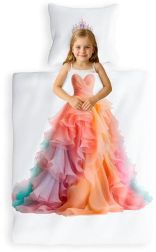Carpe Sonno Kinderbettwäsche 135x200 cm Prinzessin – Renforcé Baumwolle | Kinder Bettwäsche für Jungen & Mädchen | 100 % Baumwolle, 2-tlg mit Reißverschluss | Kissenbezug 80x80