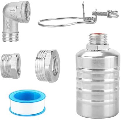 Schwimmerventi 1/2, 3/4 oder 1 Automatische Wasserstandsregelung 304 Edelstahl Schwimmerschalter mit Dichtungsband für Pools, Fischteiche, Wassertanks
