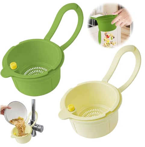 Jerhyun 2 Stück Sieb für Spülbecken Set, Grün+Weiß