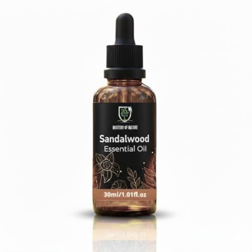 Mystery Of Nature Sandalwood Essential Oil 30ml, 100% Pure Sandalwood Essential Oils for Diffusers for Home, Air Freshener Diffuser Oil with Glass Dropper, Aromatherapy & DIY Home
