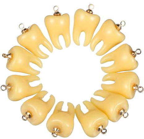 Operitacx 12 Stück Selbstgemacht Zahnschmuck Anhänger aus Leichtem Kunstharz Realistische Zahnmodelle mit Aufhängering Schmuck Charme für Halsketten Armbänder und Ohrringe
