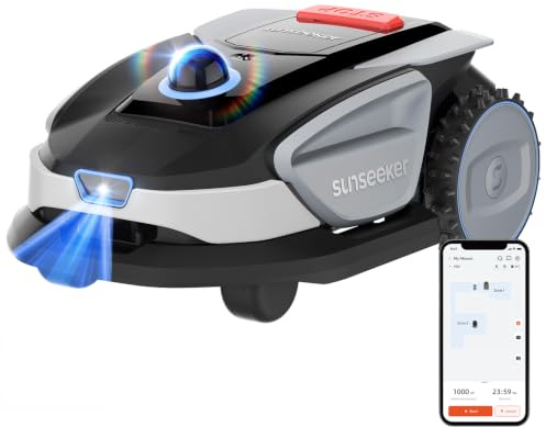Sunseeker S4 Robot Tagliaerba Senza Filo Perimetrale, 1000 m², LiDAR 360°, Vision AI, Mappatura Automatica, Gestione Multi-Zona, Evitamento degli Ostacoli, Pendenze 42%, Controllo tramite App