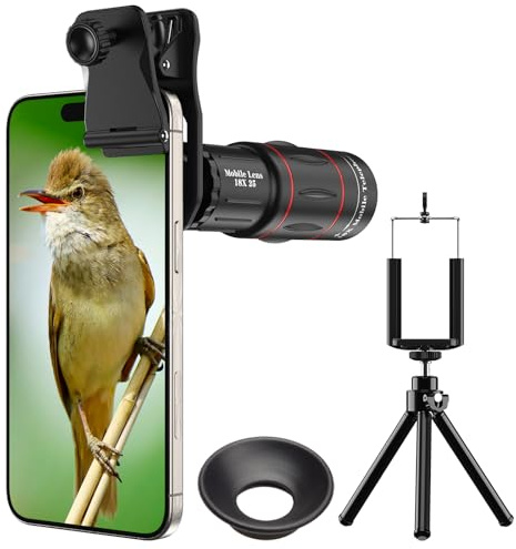 Evil Eye Teleobjetivo 18X, Prisma BAK4, Revestimiento FMC, Modo Dual con Trípode, Compatible con iPhone 12-17 Series & Android, Ideal para Viaje, Observación De Vida Silvestre & Evento Deportivo