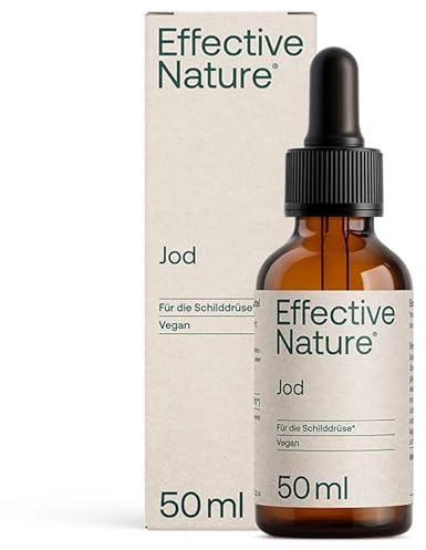Effective Nature Jod Tropfen hochdosiert - 150 mcg pro Tagesdosis - vegan | Ohne Zusatzstoffe, laborgeprüft - 50 ml