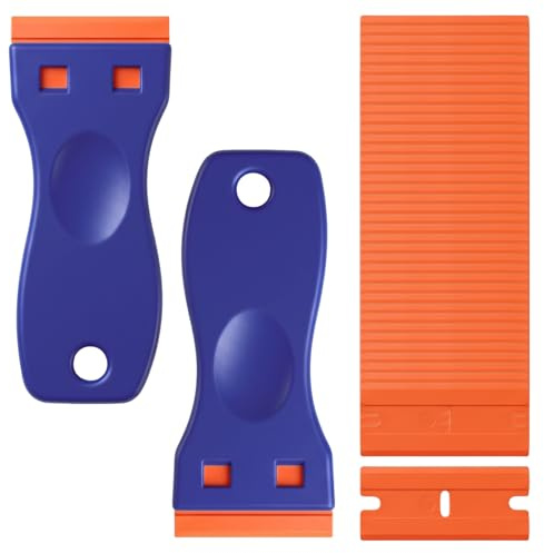 2-Pack Plastic Scraper Set, Includes 100 Replacement Blades, Scratch-Free Cleaning Scrapers, Powerful Adhesive Removal Tools, Suitable for Removing Glass, Windows, Floors, Car Stickers and Labels.