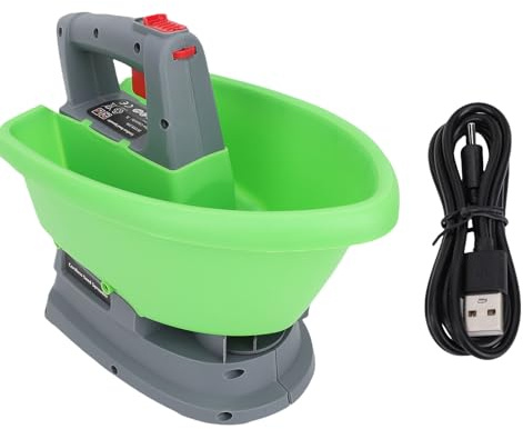 BAOFUYA Esparcidor Eléctrico de Mano, Esparcidor de Semillas Eléctrico con Batería de 3 litros, Motor Inalámbrico para Esparcir Césped con Motor Silencioso de 2600 RPM para Fertilizante,