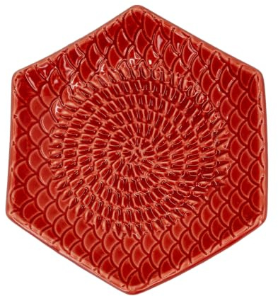 Kaladia Rallador de cerámica hexagonal – Rallador de cerámica monocolor – Rallador de cocina ideal para jengibre, parmesano, chocolate, etc. – en rojo – Dimensiones: 12 x 3 cm – Hecho a mano y pintado