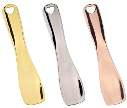 Espátulas de Maquillaje y Cucharas Faciales de Aleación de Zinc 3 Piezas | Superficie Lisa, Adapta el Contorno Ocular, Uso Cosméticos, Obsequio para Navidad y San Valentín