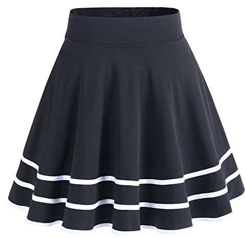 DRESSTELLS Jupe Mini Courte évasée en Polyester, Black-White S