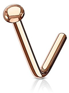Paula & Fritz® L-Form Kugel Flat Disc Nasen-Piercing Nasenpiercing-s Nose für Nasenfluegel als Nasenschmuck Nasenstecker Nostril Edelstahl Chirurgenstahl 316L Silber roségold Gold schwarz
