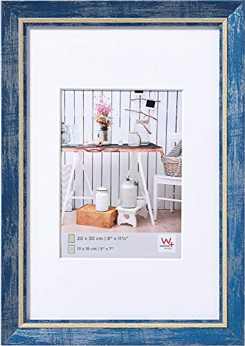 walther design Bilderrahmen blau 18 x 24 cm mit Passepartout, Chalet Designrahmen EL824L