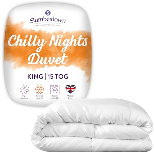 Slumberdown Chilly Nights 15 Tog King Size Duvet - Extra Warm, Thick & Cosy Winter Quilt for Cold Nights | UK-Made, Soft Touch Cover, Non-Allergenic & Washable (225 x 220cm)